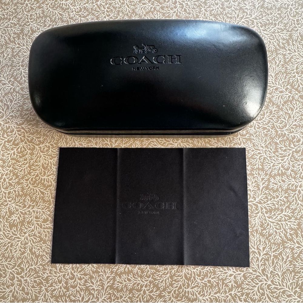 Coach New York Black Leather Hard Clam Shell Eye Glasses Sunglasses CASE Travel